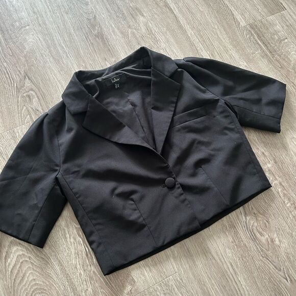 Lulus Posh Company Black Cropped Short Sleeve Blazer - Size XS - Picture 4 of 8